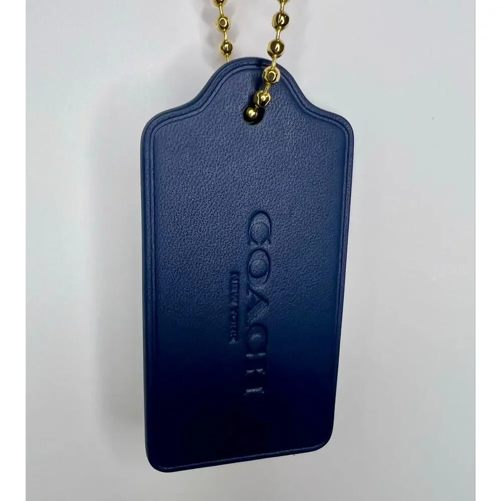 Coach Store Chicago Skyline Navy Leather Hangtag Bag Charm Keychain Travel Tag - Picture 3 of 4